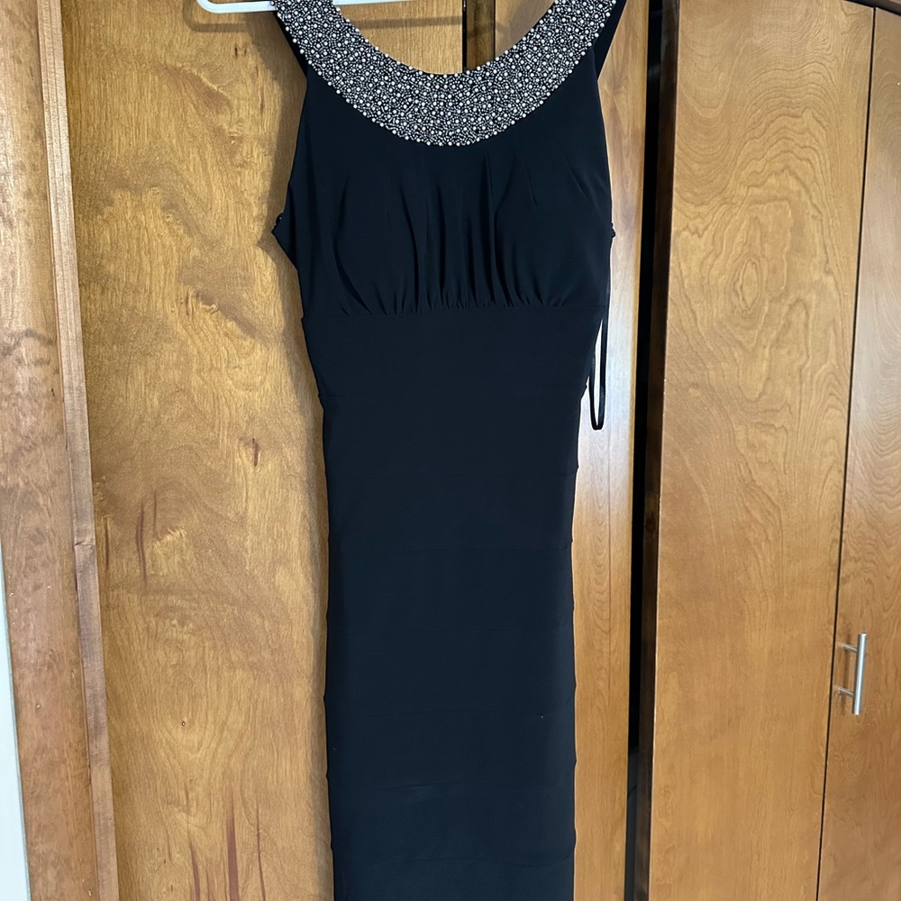 Elegant Black Beaded Women's Dress